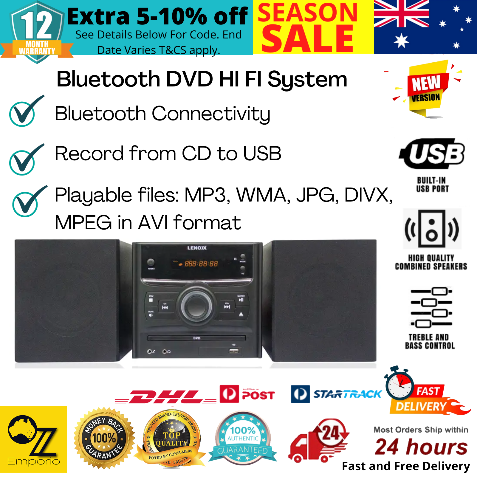 Lenoxx Bluetooth DVD HI-FI System